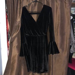 Velvet material black dress